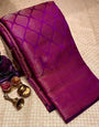 Prodigal Purple Soft Silk Saree With Imbrication Blouse Piece