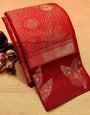 Pleasant Red Soft Silk Saree With Redolent Blouse Piece