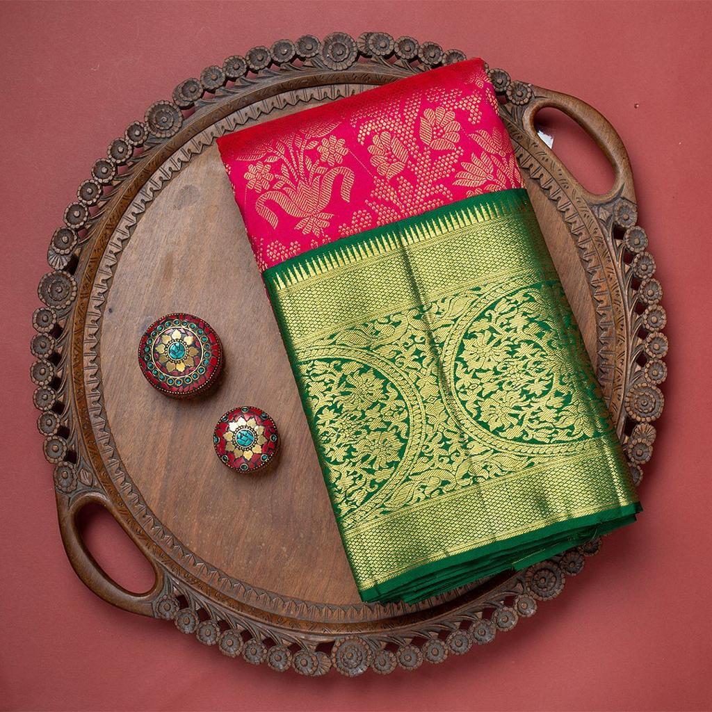 Preferable Dark Pink Soft Banarasi Silk Saree With Gratifying Blouse Piece