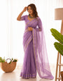 Beleaguer Lavender Banarasi Viscose Silk Saree With Super classy Blouse Piece
