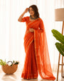 Ravishing Orange Banarasi Viscose Silk Saree With Surreptitious Blouse Piece