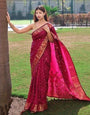 Eloquence Dark Pink Soft Banarasi Silk Saree With Evocative Blouse Piece