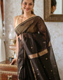 Enigmatic Black Cotton Silk Saree With Rhapsodic Blouse Piece