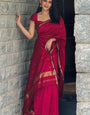 Splendiferous Dark Pink Cotton Silk Saree With Murmurous Blouse Piece