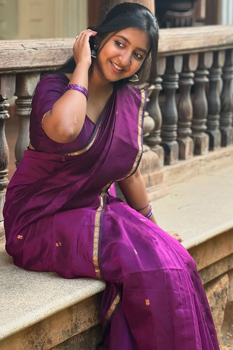 Piquant Purple Cotton Silk Saree With Seraphic Blouse Piece