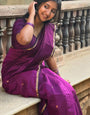 Piquant Purple Cotton Silk Saree With Seraphic Blouse Piece