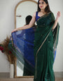 Blissful Green Cotton Silk Saree With Desirable Blouse Piece