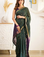 Charming Green Cotton Silk Saree With Ornate Blouse Piece