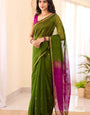 Invaluable Green Cotton Silk Saree With Lagniappe Blouse Piece