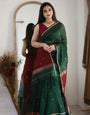 Lustrous Green Cotton Silk Saree With Charismatic Blouse Piece