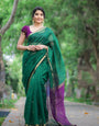 Desirable Green Cotton Silk Saree With Impressive Blouse Piece