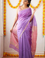 Intricate Lavender Cotton Silk Saree With Incredible Blouse Piece