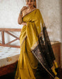 Refreshing Mustard Cotton Silk Saree With Amazing Blouse Piece