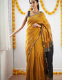 Fantabulous Mustard Cotton Silk Saree With Captivating Blouse Piece