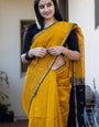Elision Mustard Cotton Silk Saree With Incomparable Blouse Piece