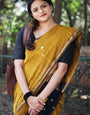 Nemesis Mustard Cotton Silk Saree With Elegant Blouse Piece