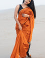 Ebullience Orange Cotton Silk Saree With Winsome Blouse Piece