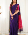 Lagniappe Purple Cotton Silk Saree With Prominent Blouse Piece