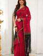 Appealing Red Cotton Silk Saree With Mesmeric Blouse Piece