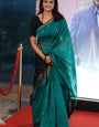 Murmurous Sea Green Cotton Silk Saree With Ethnic Blouse Piece
