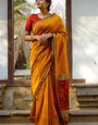 Elaborate Yellow Cotton Silk Saree With Staggering Blouse Piece