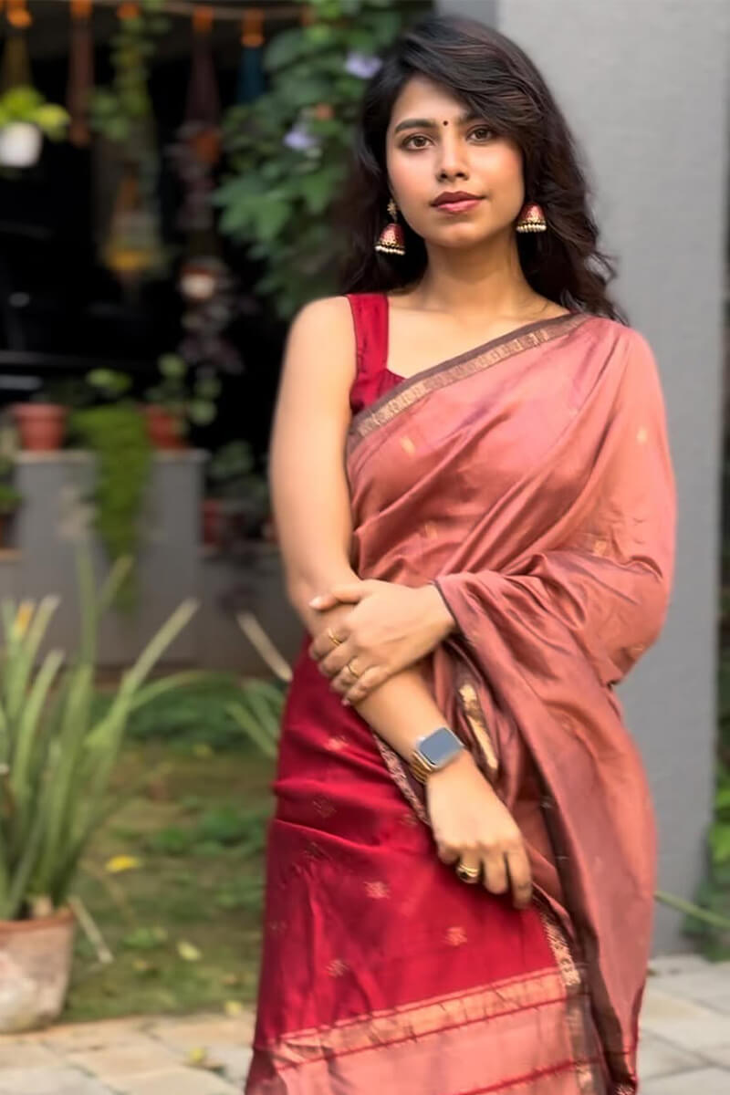 Embellished Pink Cotton Silk Saree With Ephemeral Blouse Piece