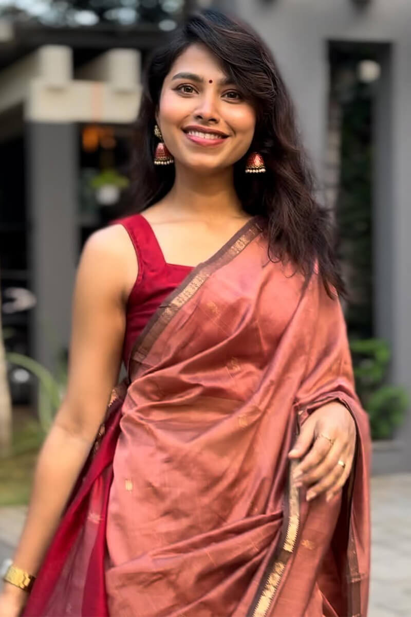 Embellished Pink Cotton Silk Saree With Ephemeral Blouse Piece