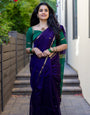 Demure Purple Cotton Silk Saree With Profuse Blouse Piece