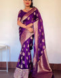 Dazzling Purple Soft Silk Saree With Pretty Blouse Piece