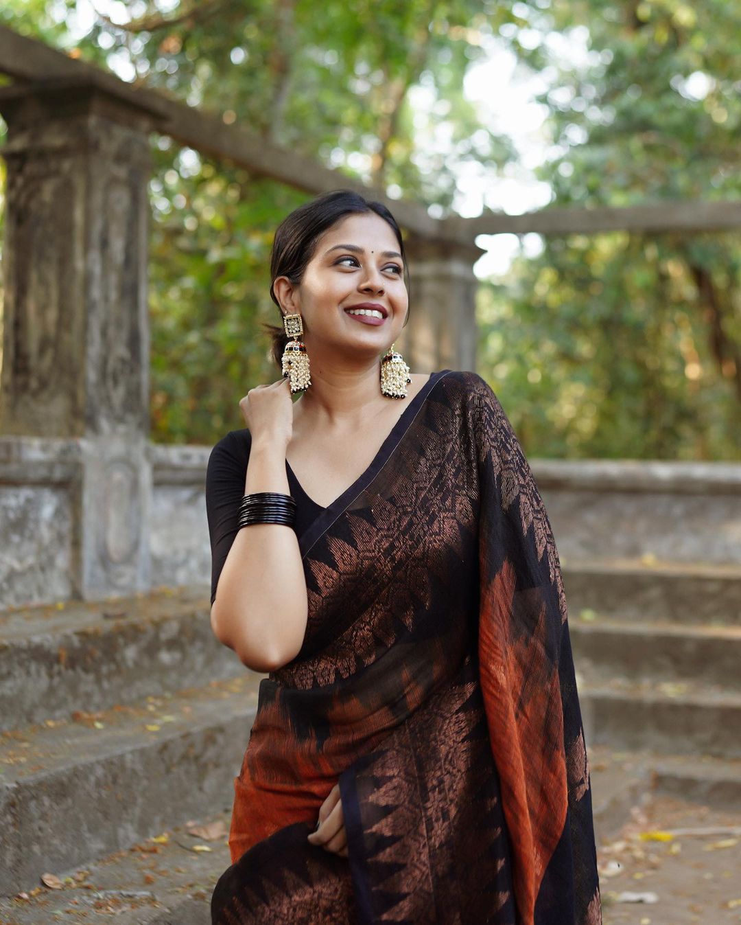 Adorning Orange Soft Silk Saree With Adorning Blouse Piece