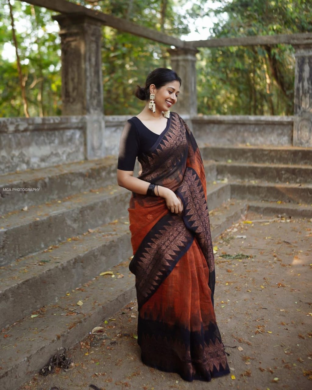 Adorning Orange Soft Silk Saree With Adorning Blouse Piece