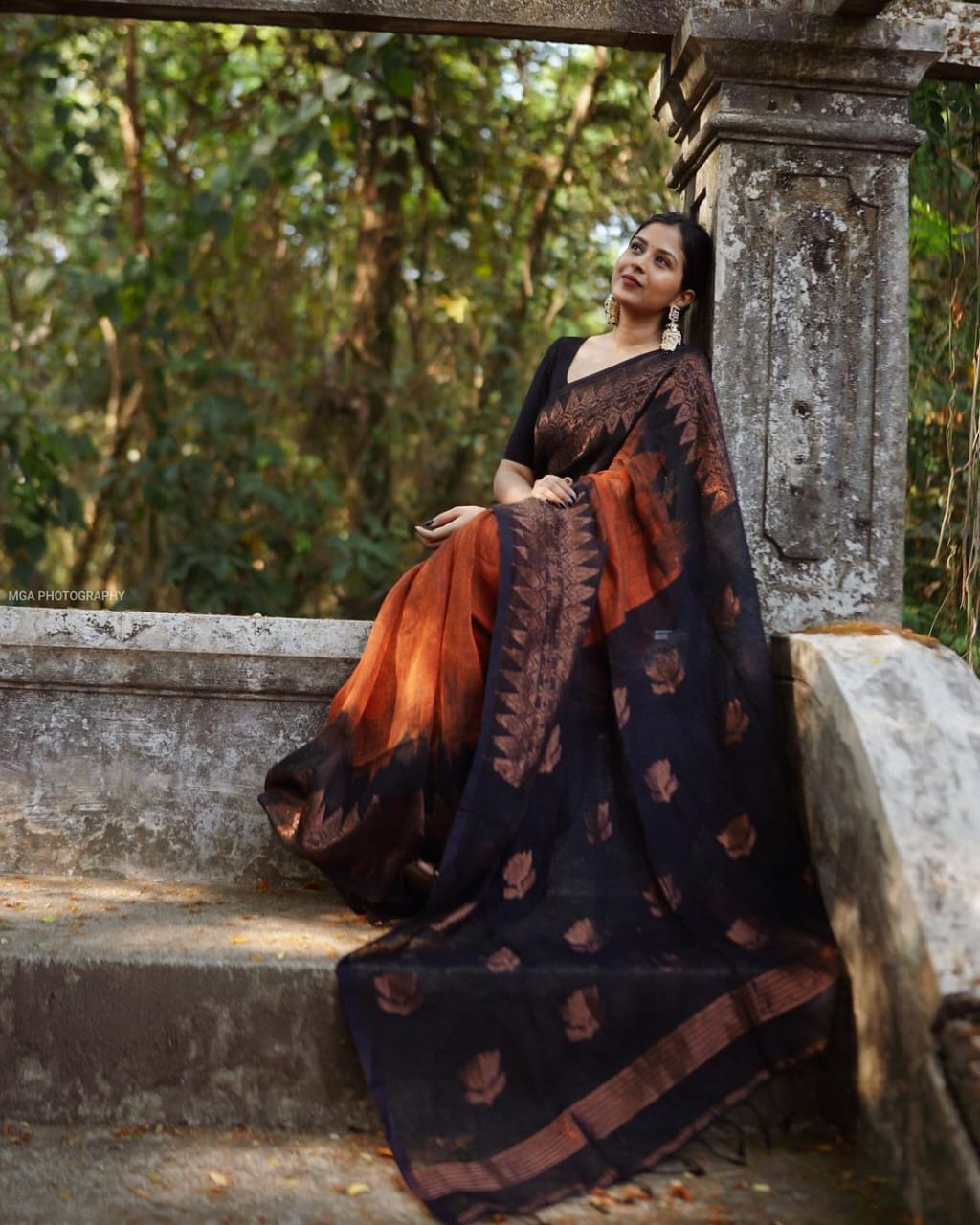 Adorning Orange Soft Silk Saree With Adorning Blouse Piece