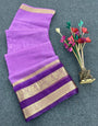 Fugacious Lavender Organza Silk Saree With Flattering Blouse Piece