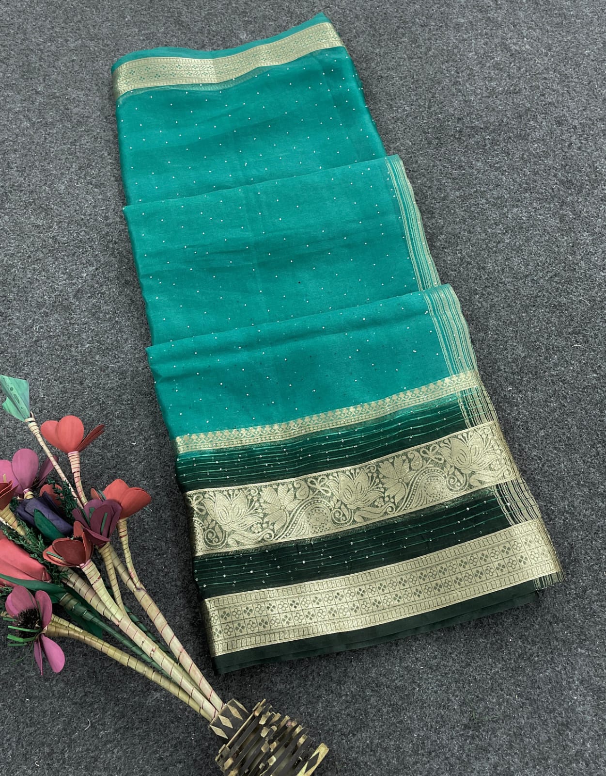 Arresting Sea Green Organza Silk Saree With Ravishing Blouse Piece