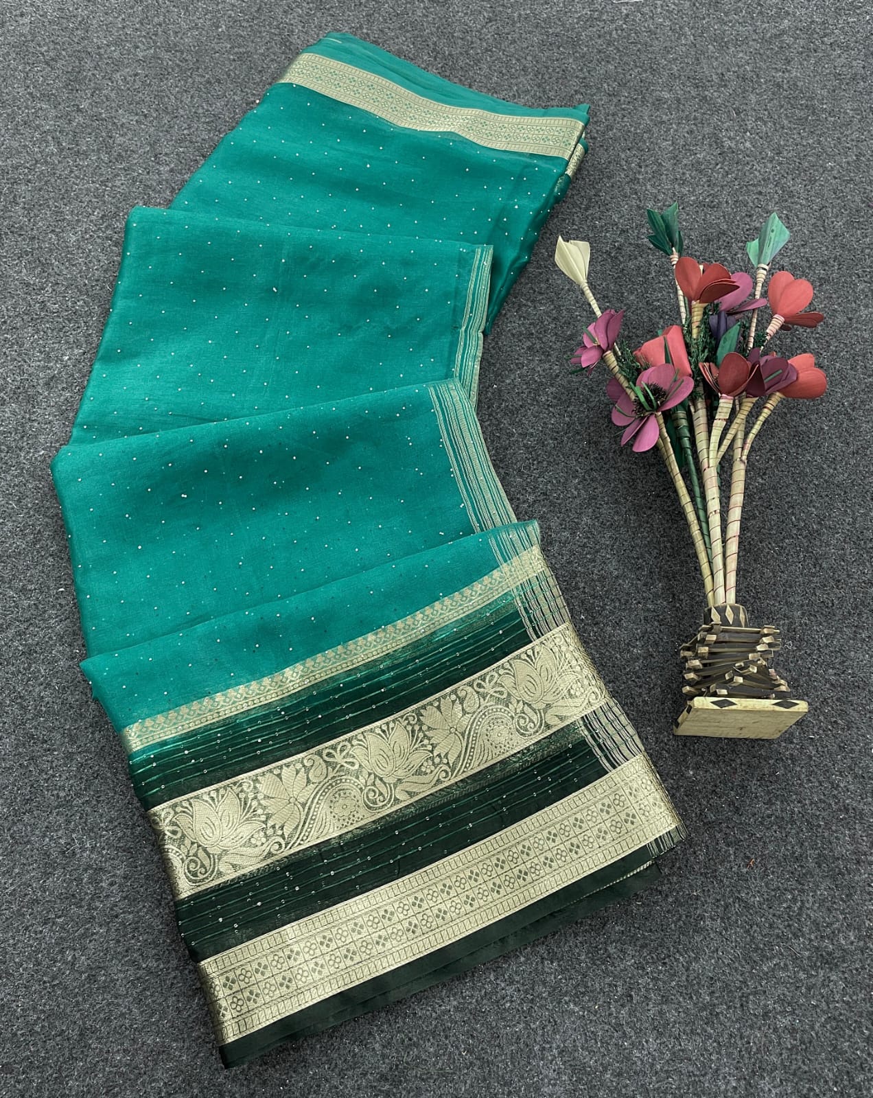 Arresting Sea Green Organza Silk Saree With Ravishing Blouse Piece