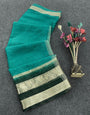 Arresting Sea Green Organza Silk Saree With Ravishing Blouse Piece