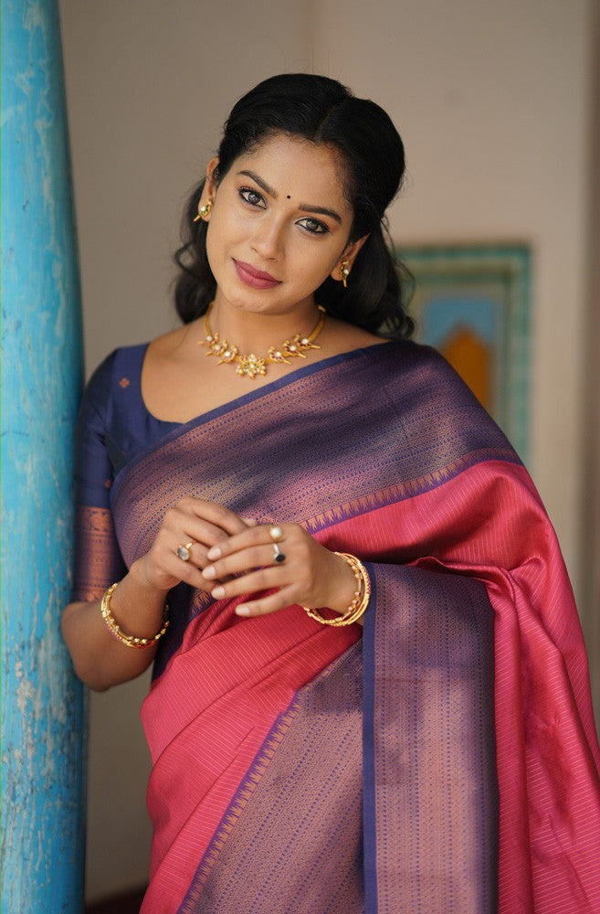 Petrichor Tomato Soft Silk Saree With Angelic Blouse Piece