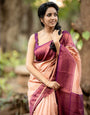 Unique Peach Soft Silk Saree With Smart Blouse Piece