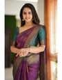 Rhapsodic Purple Soft Silk Saree With Incomparable Blouse Piece