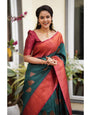 Opulent Rama Soft Silk Saree With Outstanding Blouse Piece