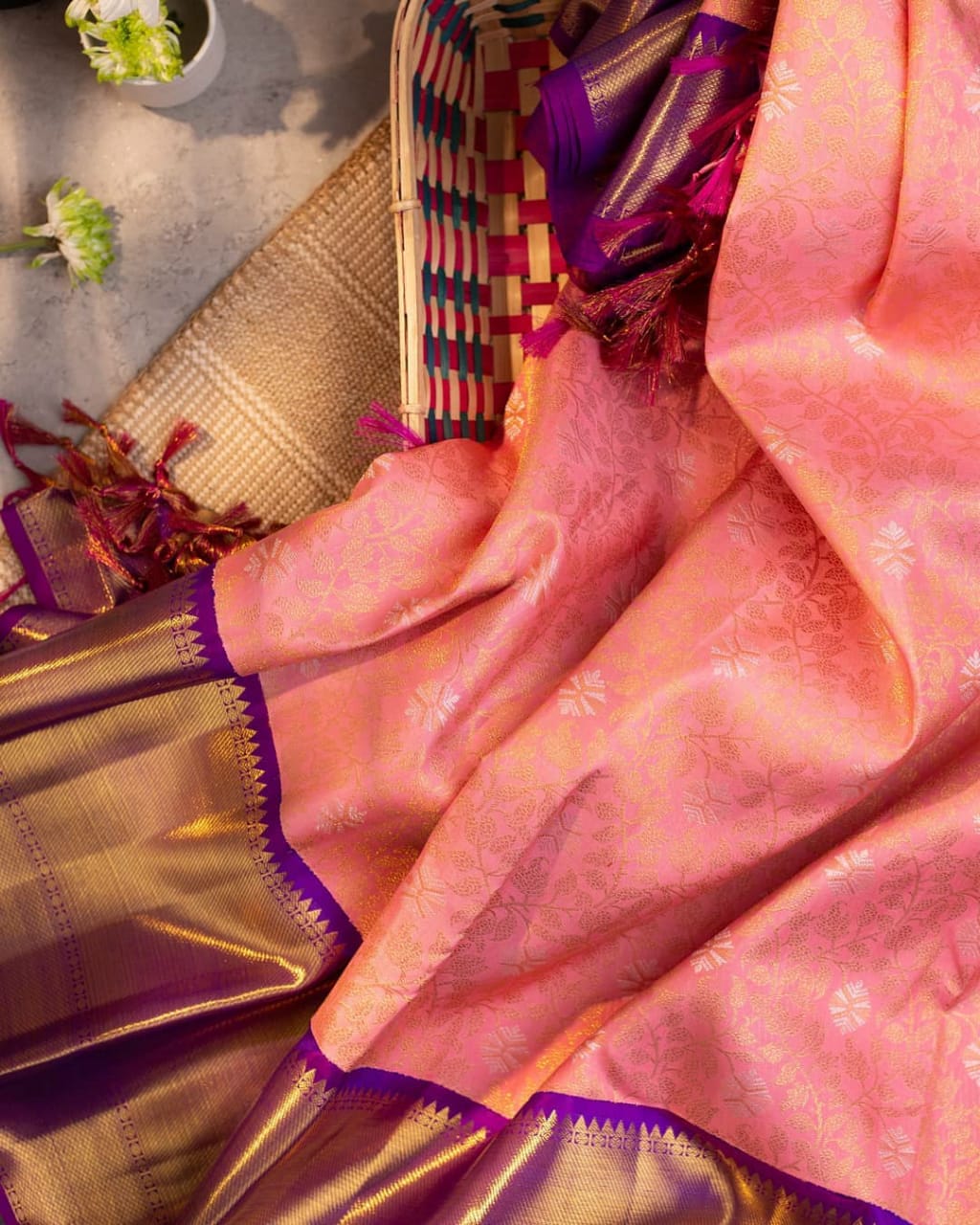 Appealing Pink Soft Banarasi Silk Saree With Captivating Blouse Piece