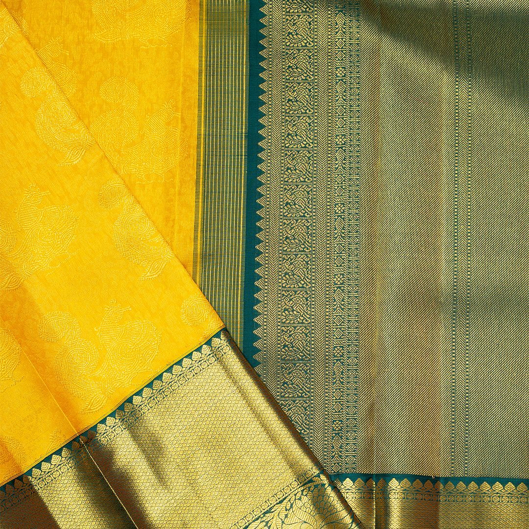 Elision Yellow Soft Banarasi Silk Saree With Resplendent Blouse Piece