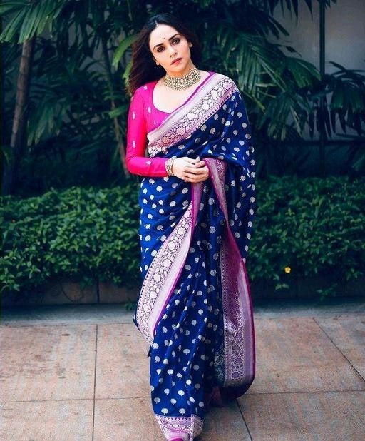 Delightful Blue Soft Banarasi Silk Saree With Lassitude Blouse Piece