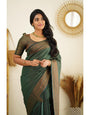 Imaginative Green Soft Silk Saree With Supernal Blouse Piece