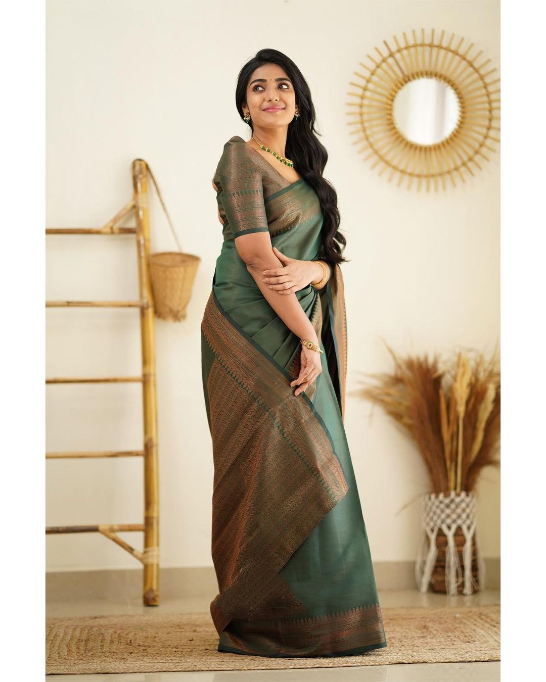 Imaginative Green Soft Silk Saree With Supernal Blouse Piece