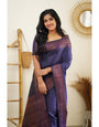 Susurrous Navy Blue Soft Silk Saree With Jubilant Blouse Piece