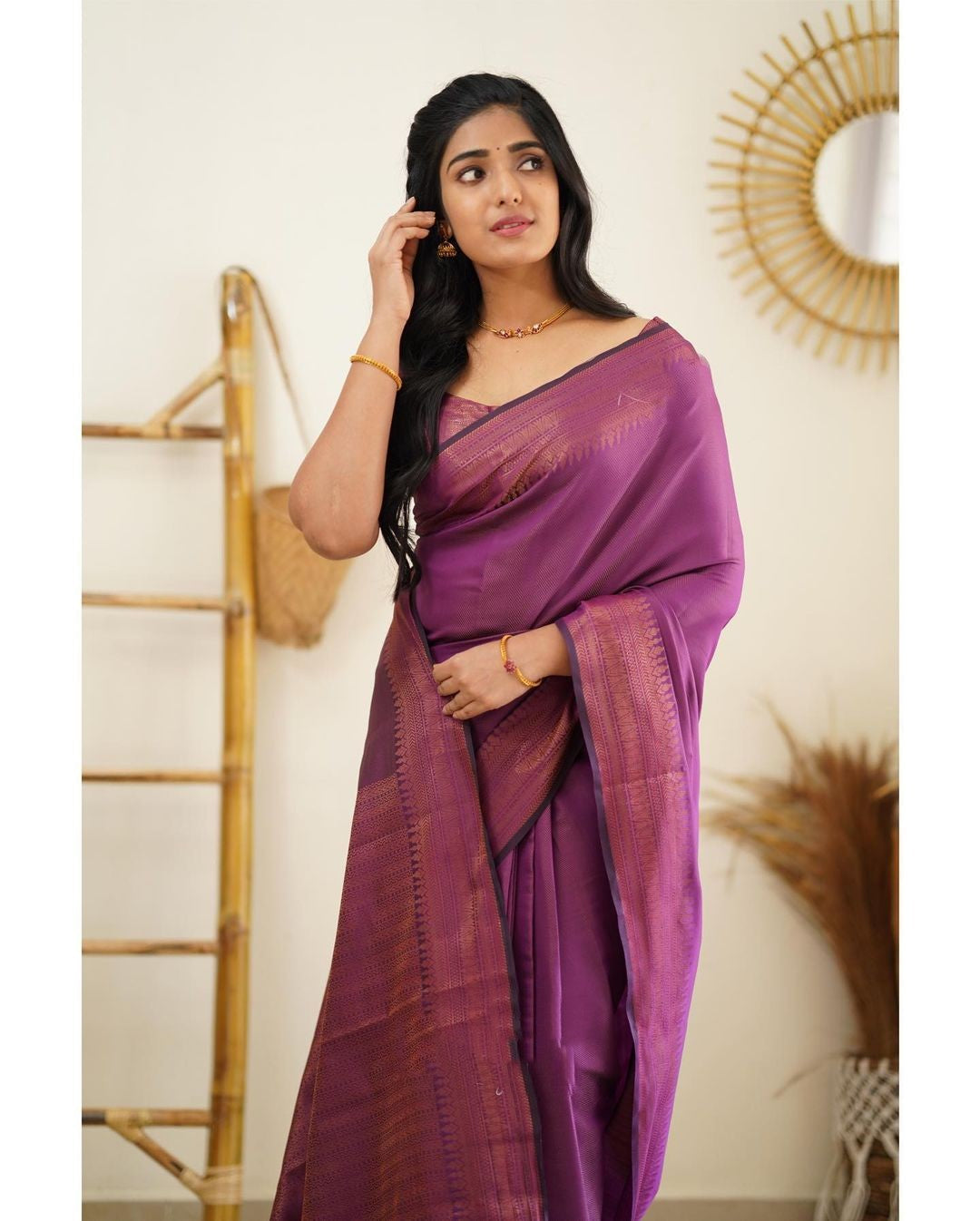 Seraglio Purple Soft Silk Saree With Sonorous Blouse Piece