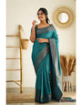 Lagniappe Rama Soft Silk Saree With Vibrant Blouse Piece