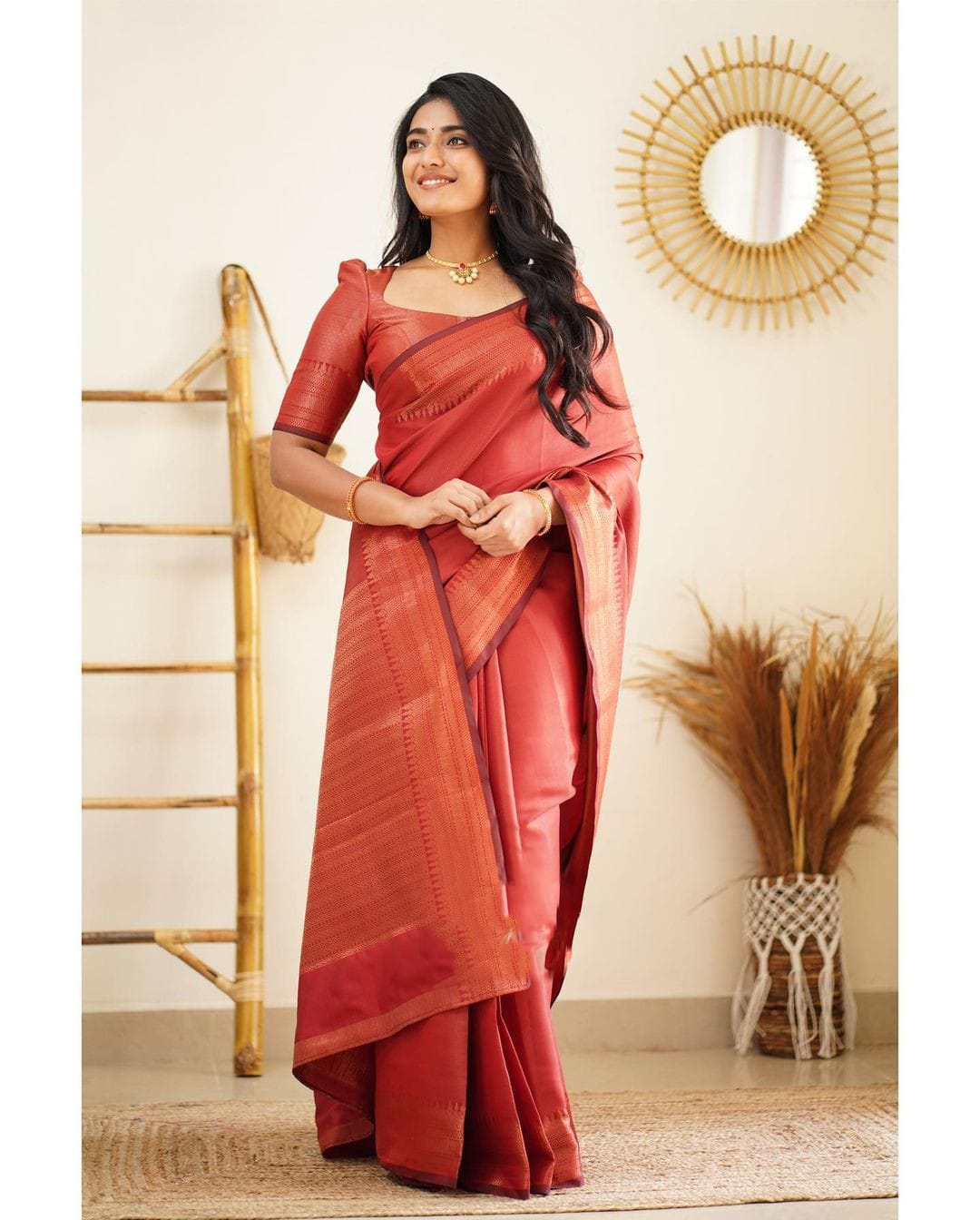 Majesty Red Soft Silk Saree With Adorable Blouse Piece