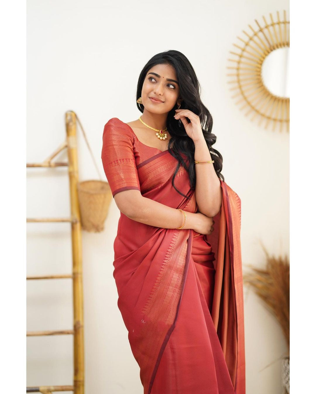 Majesty Red Soft Silk Saree With Adorable Blouse Piece